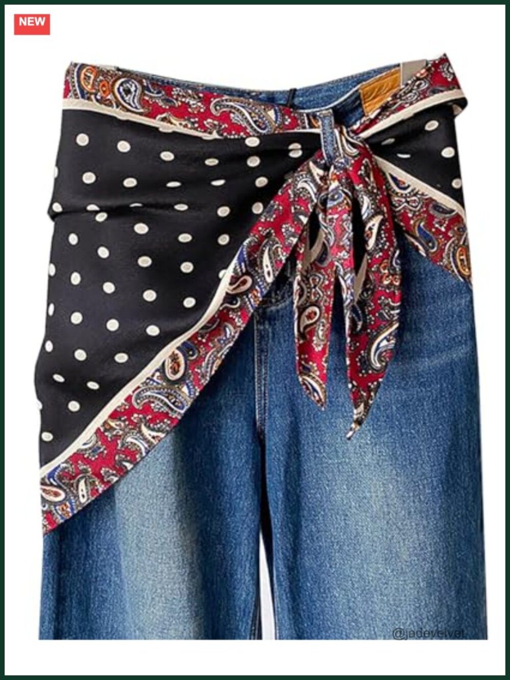 Floral Satin Triangle Scarf Belt for Women - Hair Head Scarf Waist Sash Tie